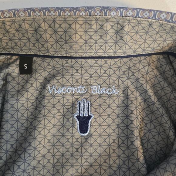 O Visconti Black Blue Performance Stretch Floral Long Sleeve Button Up Shirt S - Picture 8 of 11